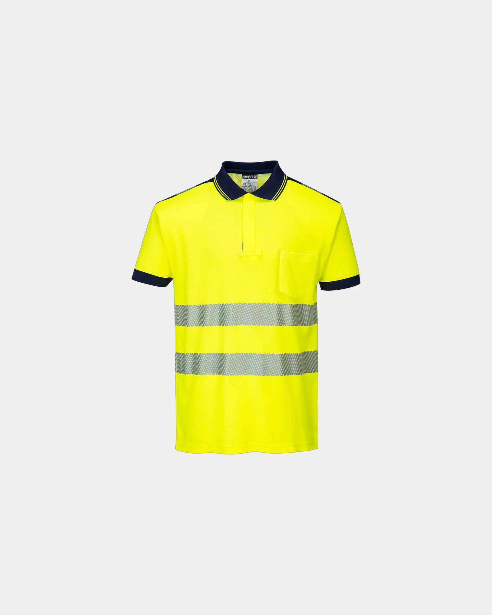 Polo hoge zichtbaarheid ademend katoen om te personaliseren - Geel-Marineblauw
